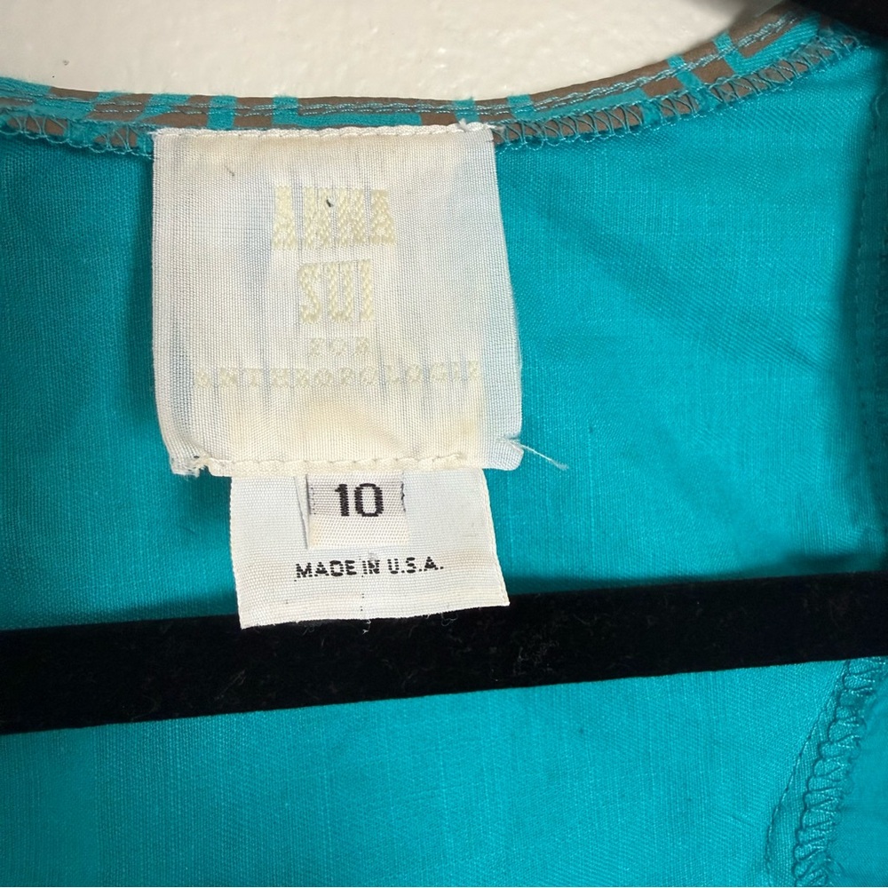Anna Sui for Anthropologie Endless Chevron Blue Printed Shift Dress Size 10 - Picture 8 of 8